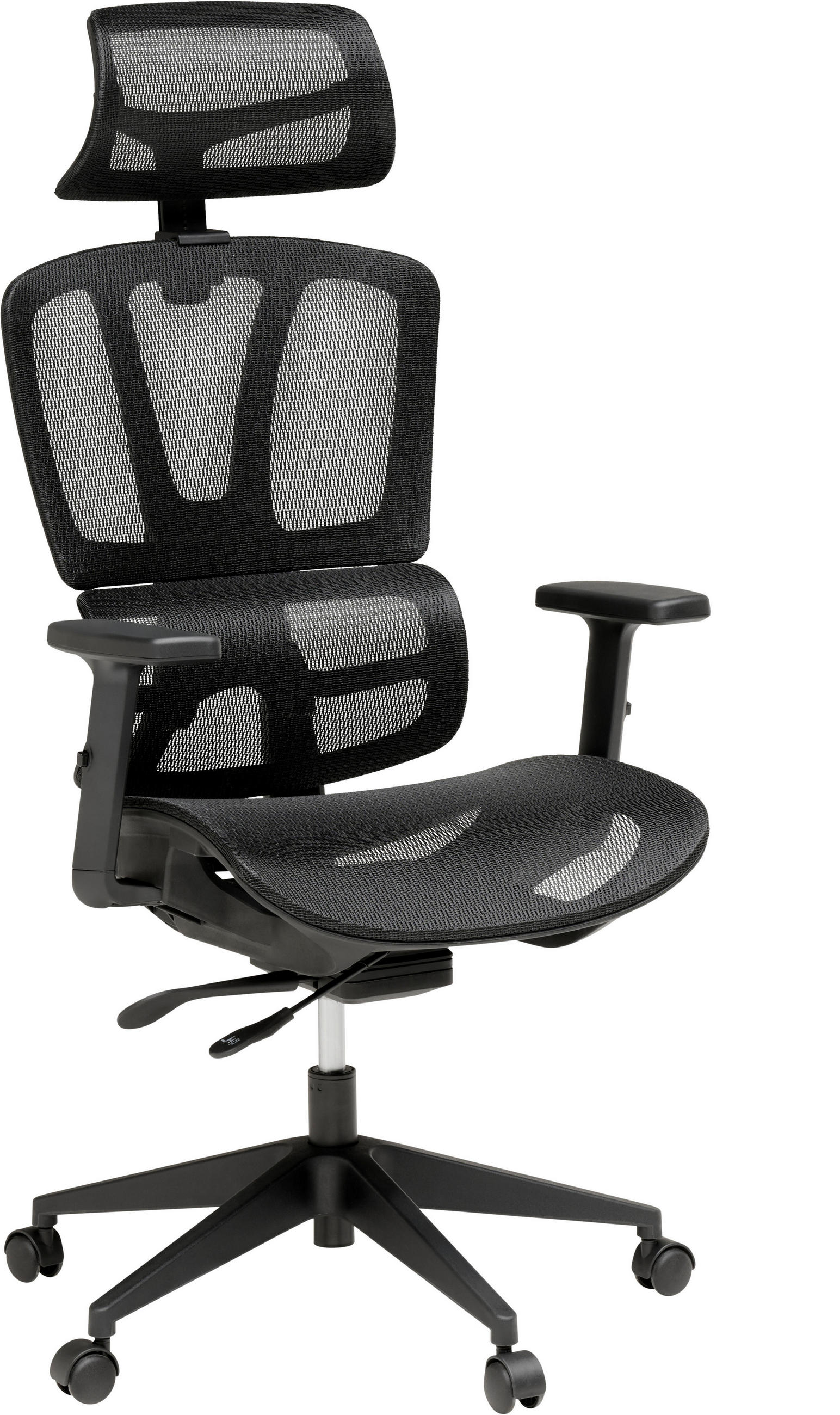 DREHSTUHL Netzbespannung Schwarz  - Schwarz, MODERN, Kunststoff/Textil (56/114-124/65cm) - MID.YOU