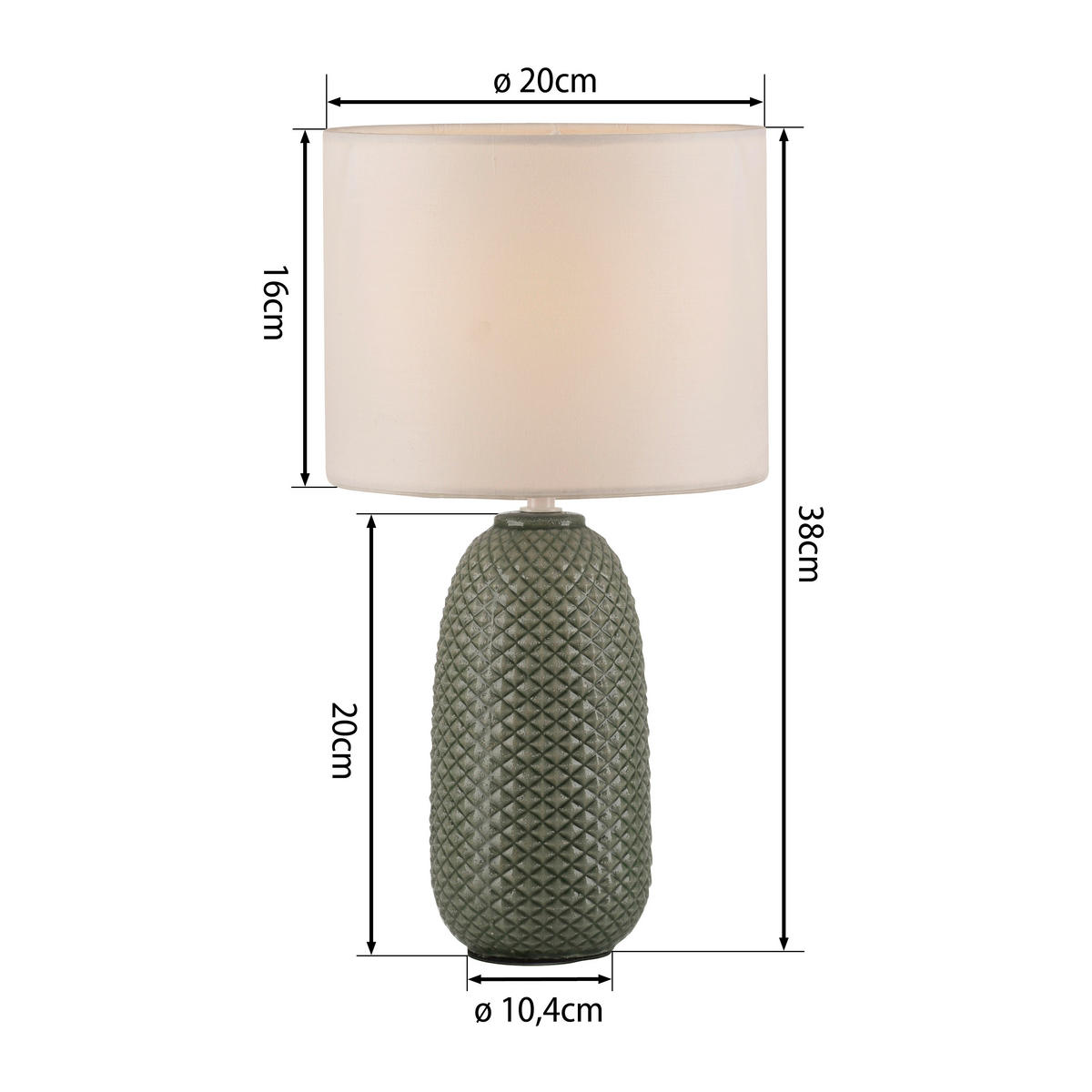TISCHLEUCHTE PINE 20/20/38 cm  - Weiß/Grün, Design, Glas/Kunststoff (20/20/38cm)