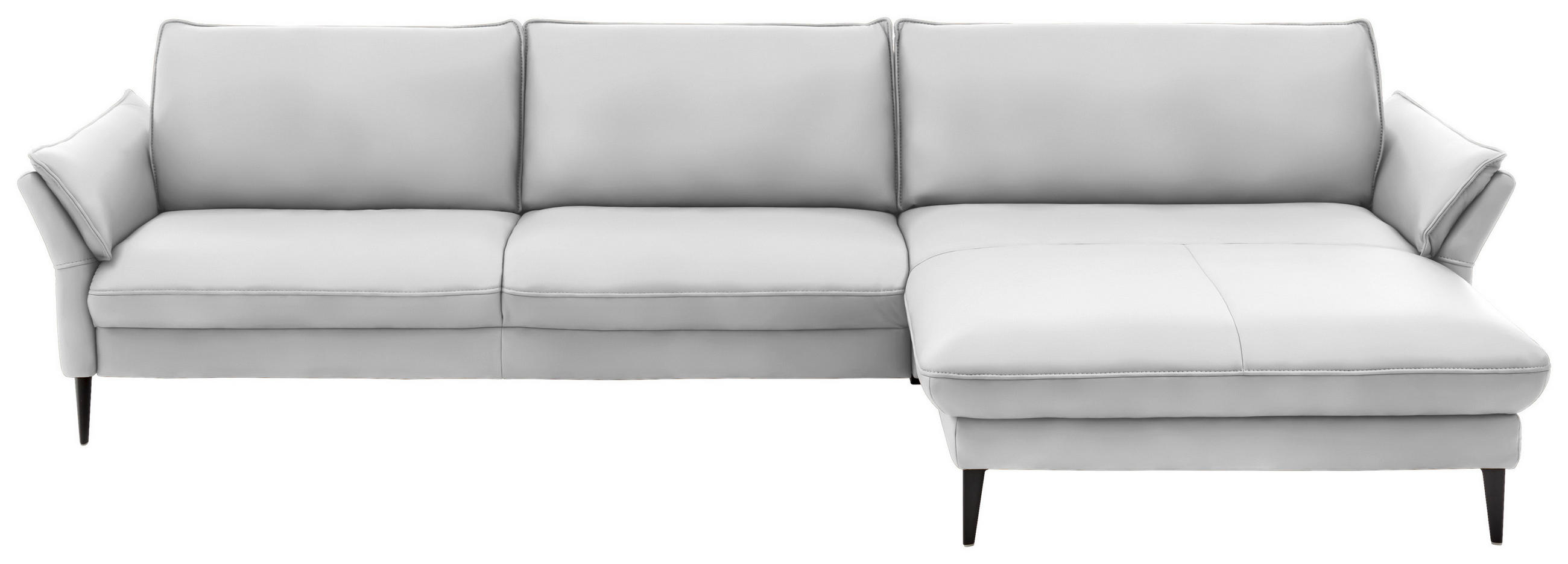 ECKSOFA in Echtleder Weiss  - Weiss/Schwarz, Design, Leder/Metall (334/172cm) - Valdera