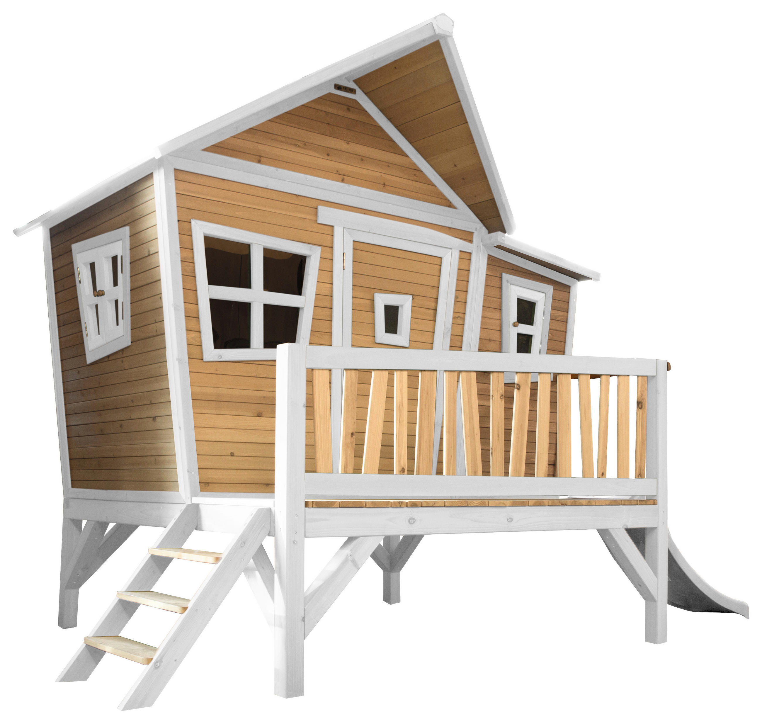 SPIELHAUS  - Braun/Weiß, KONVENTIONELL, Holz/Kunststoff (123/12,8/152cm) - Ambia Garden