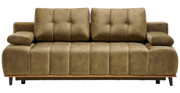 SCHLAFSOFA Clive in Webstoff Olivgrün  - Schwarz/Olivgrün, Design, Holz/Textil (206/77-87/102cm) - Novel