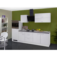 KÜCHENBLOCK 270 cm   in Weiß  - Graubraun/Alufarben, KONVENTIONELL, Holzwerkstoff/Kunststoff (270cm) - FlexWell