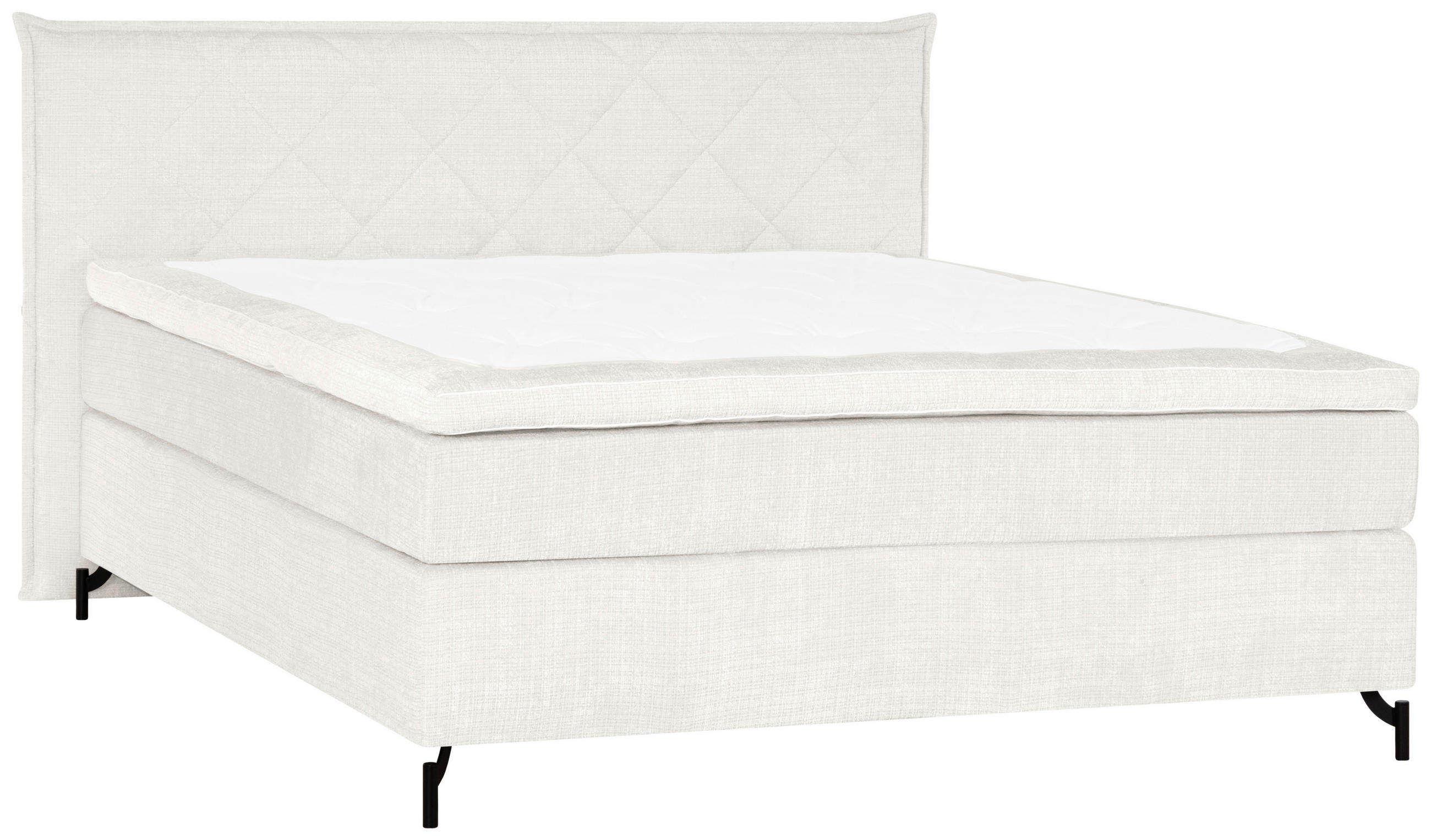 KONTINENTALSÄNG 160/200 cm  i vit  - vit/svart, Klassisk, metall/textil (160/200cm) - Novel