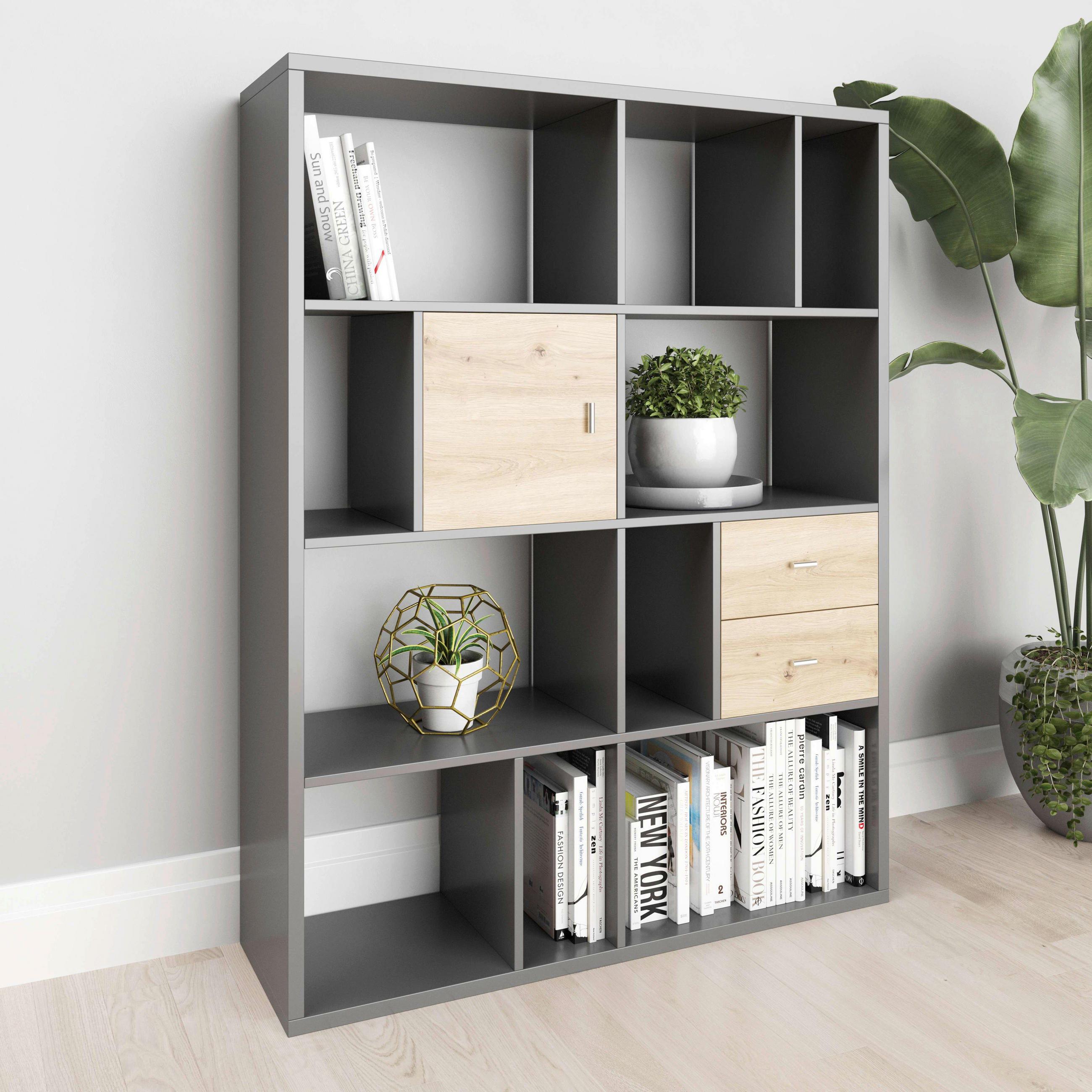 REGAL Grau - Grau, Basics, Holzwerkstoff (113/147/34cm) - MID.YOU