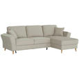 ECKSOFA in Flachgewebe Taupe  - Taupe/Eichefarben, KONVENTIONELL, Holz/Textil (265/159cm) - Carryhome