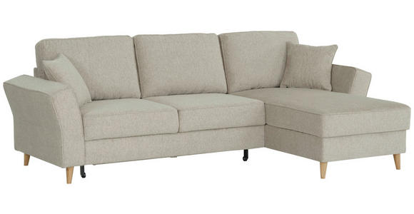 ECKSOFA in Flachgewebe Taupe  - Taupe/Eichefarben, KONVENTIONELL, Holz/Textil (265/159cm) - Carryhome