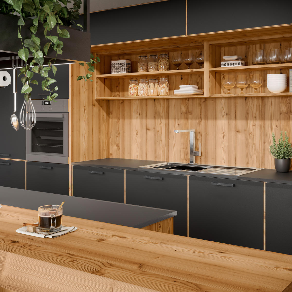 EINBAUKÜCHE EDITION 150  - Basics, Holz - OSTER