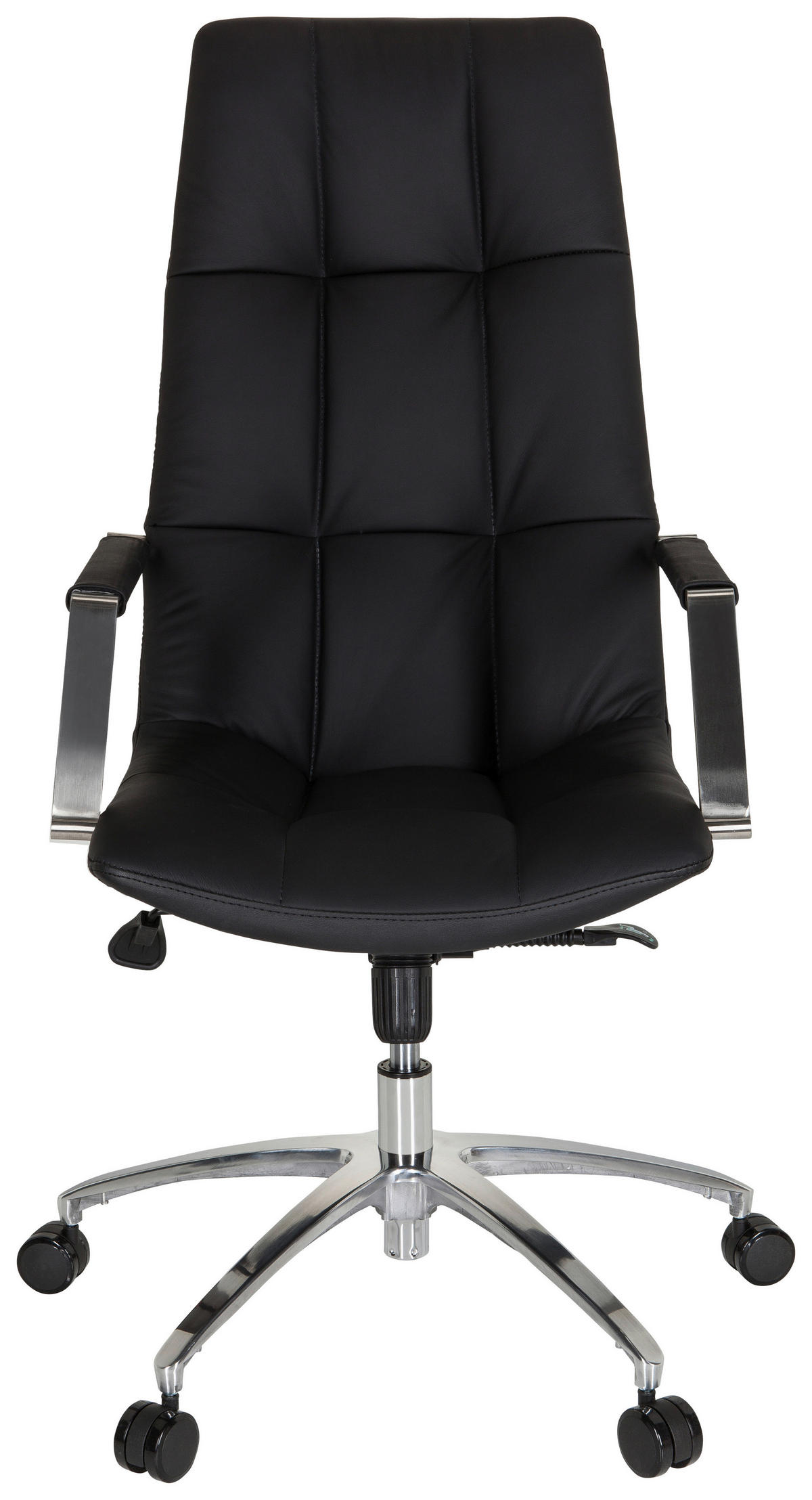 DREHSTUHL Schwarz  - Silberfarben/Schwarz, MODERN, Leder/Kunststoff (58/115/74cm) - MID.YOU