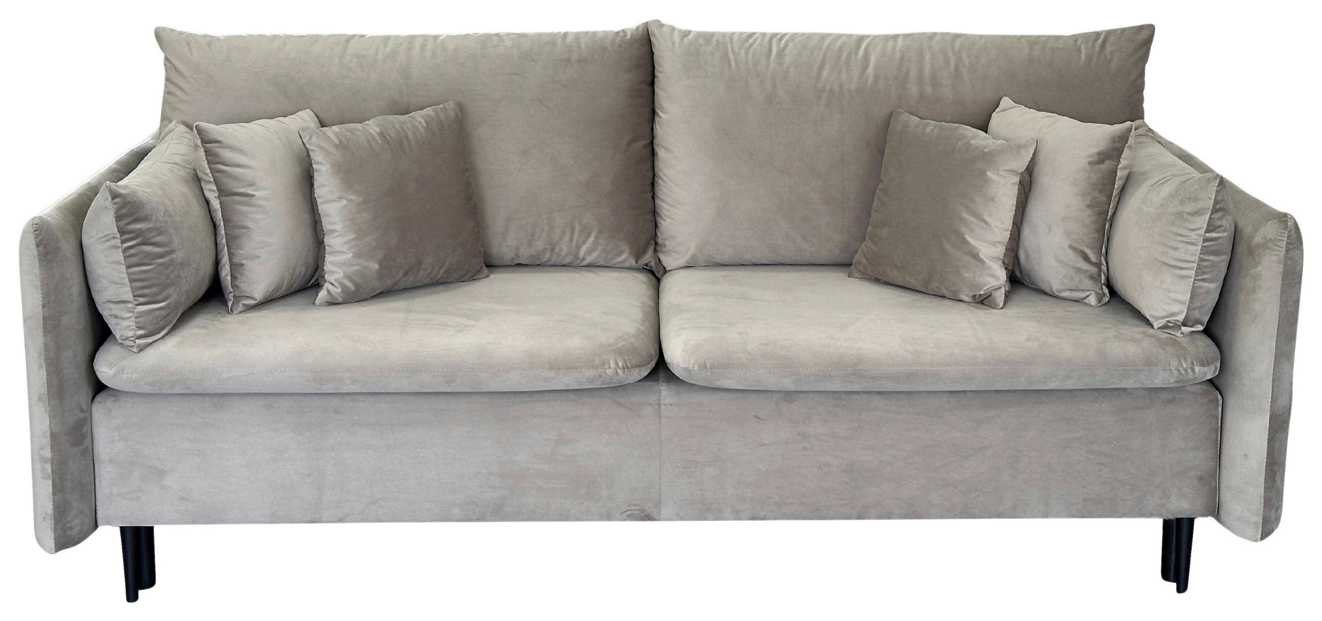 SCHLAFSOFA Velours Taupe  - Taupe/Schwarz, Design, Holz/Kunststoff (220/96/102cm) - MID.YOU