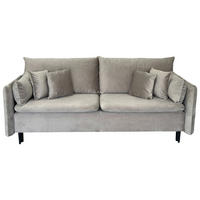 SCHLAFSOFA  mit Liegefunktion Velours Taupe  - Taupe/Schwarz, Design, Holz/Kunststoff (220/96/102cm) - MID.YOU