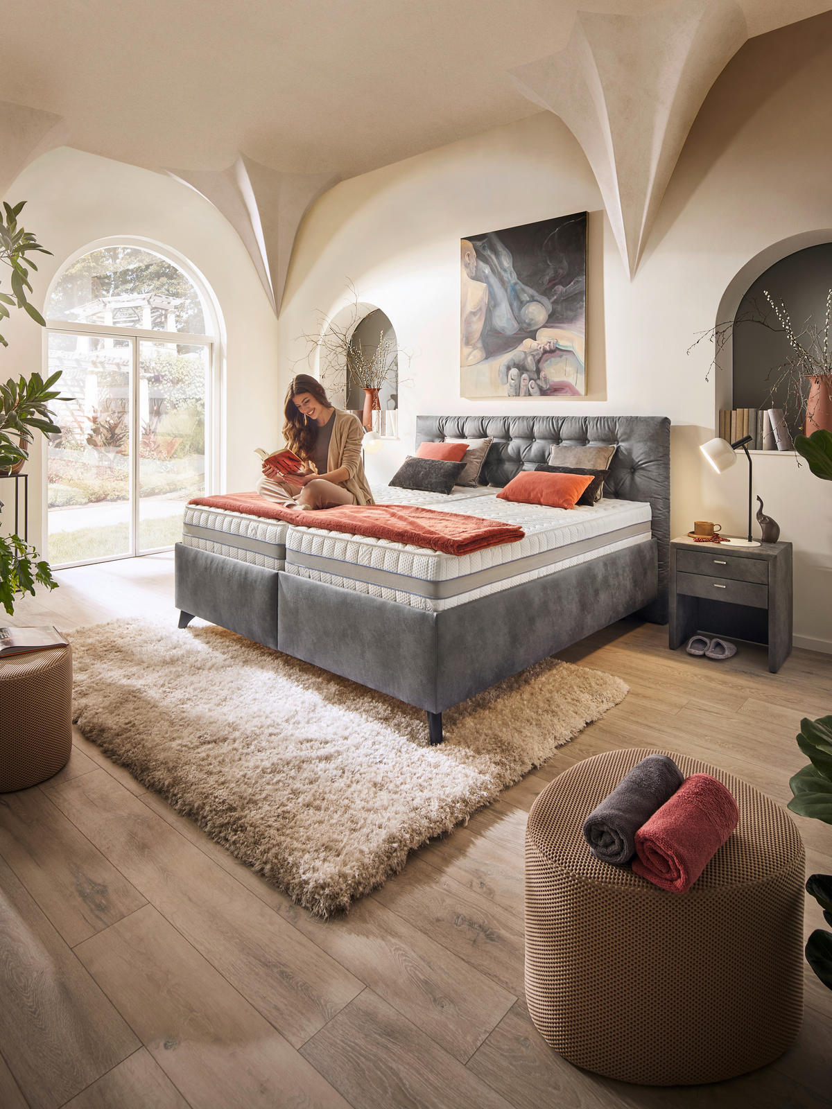 POLSTERBETT 180/200 cm, {[inkl. ],item.attr('349-543'),[, ]} - Schwarz/Weiß, Design, Holz/Textil (180/200cm) - Voleo