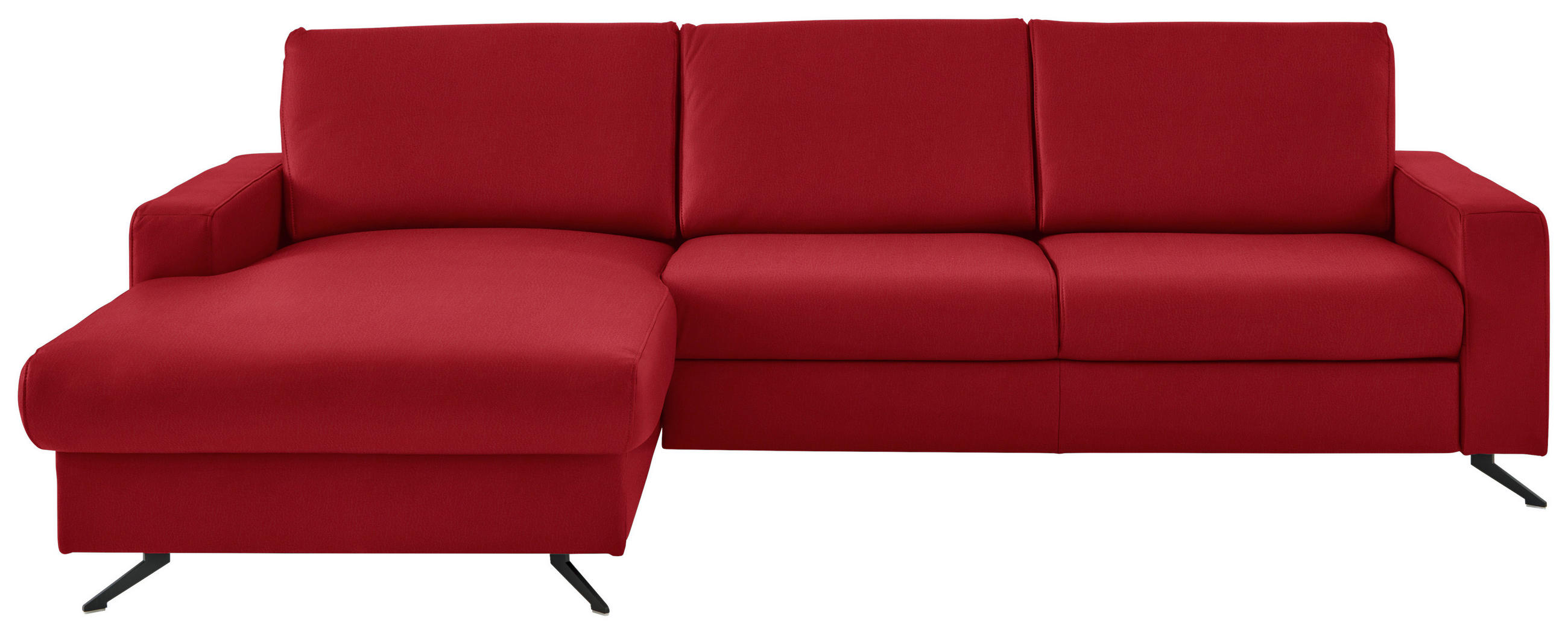 ECKSOFA in Echtleder Rot  - Rot/Schwarz, Design, Leder/Metall (165/267cm) - Beldomo Premium