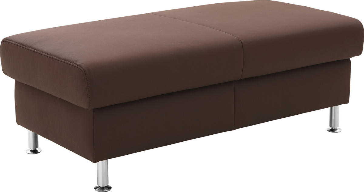 SOFFA i äkta läder mörkbrun  - aluminiumfärg/mörkbrun, Design, metall/läder (233/339/165cm) - Beldomo Premium