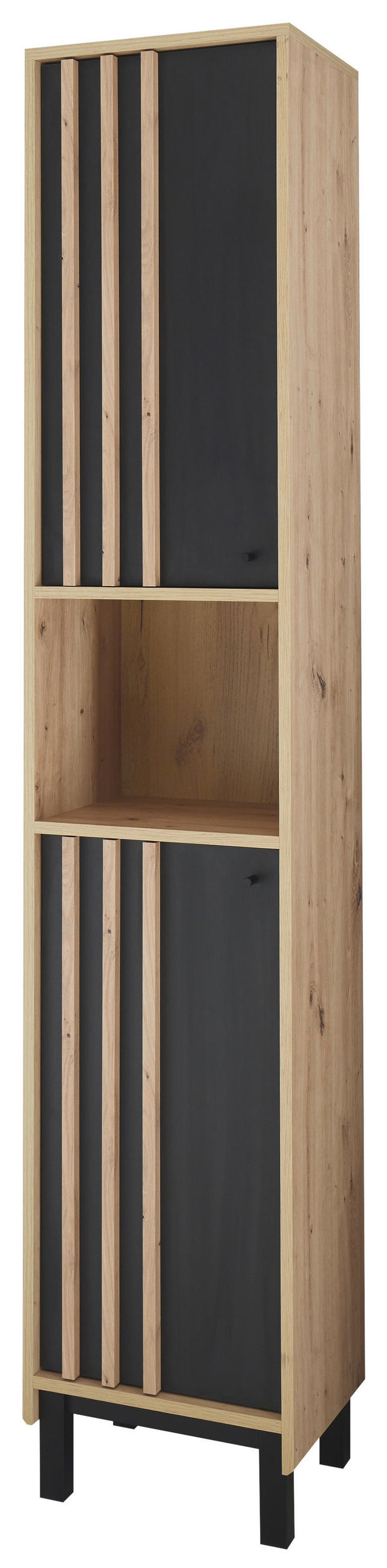 HOCHSCHRANK 38/195/32 cm  - Schwarz/Eiche Artisan, Modern, Holzwerkstoff/Kunststoff (38/195/32cm) - MID.YOU