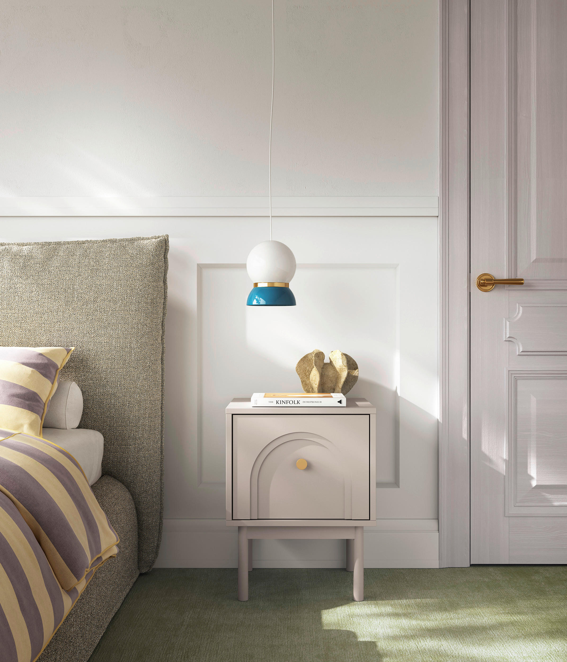 NACHTSCHRANK 41,5/53,5/39 cm  - Kaschmir/Goldfarben, Design, Holzwerkstoff/Metall (41,5/53,5/39cm) - Xora