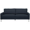 3-SITZER-SOFA in Echtleder Dunkelblau  - Chromfarben/Dunkelblau, Design, Leder/Metall (204/81/97cm) - Pure Home Lifestyle
