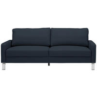 3-SITZER-SOFA in Echtleder Dunkelblau  - Chromfarben/Dunkelblau, Design, Leder/Metall (204/81/97cm) - Pure Home Lifestyle