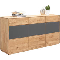 ŠIROKÁ KOMODA, dub, antracitová, farba duba, 177/89/42 cm - farba duba/antracitová, Design, drevo/sklo (177/89/42cm) - Valnatura