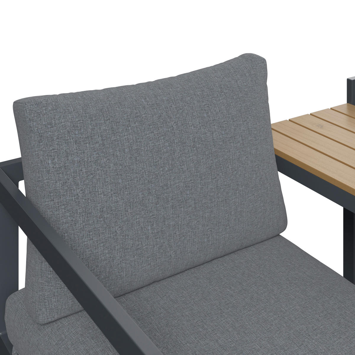 LOUNGEGARNITUR 5-teilig   66/64/65.5 cm Stahl  - Dunkelgrau/Naturfarben, MODERN, Kunststoff/Textil (66/64/65.5cm) - Ambia Garden