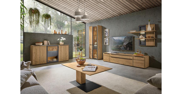 LOWBOARD Kastanienfarben  212/47,1/47,1 cm  - Kastanienfarben/Anthrazit, Natur, Holz/Metall (212/47,1/47,1cm) - Valnatura