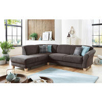 ECKSOFA in Flachgewebe Dunkelbraun  - Dunkelbraun/Naturfarben, Konventionell, Holz/Textil (212/257cm) - Sit & More