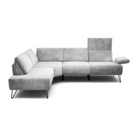 ECKSOFA in Samt Hellgrau  193/248-263 cm  - Hellgrau/Schwarz, Design, Textil/Metall (193/248-263cm) - SENSOO