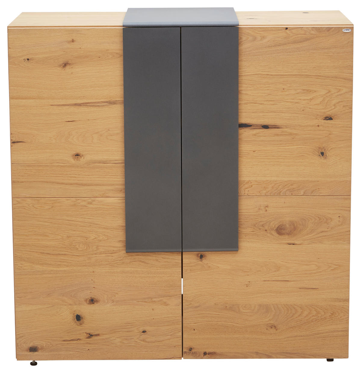 SCHUHSCHRANK Wildeiche furniert, mehrschichtige Massivholzplatte (Tischlerplatte) Anthrazit, Eichefarben  - Eichefarben/Anthrazit, Natur, Holz/Metall (96,2/99,2/43,5cm) - Voglauer