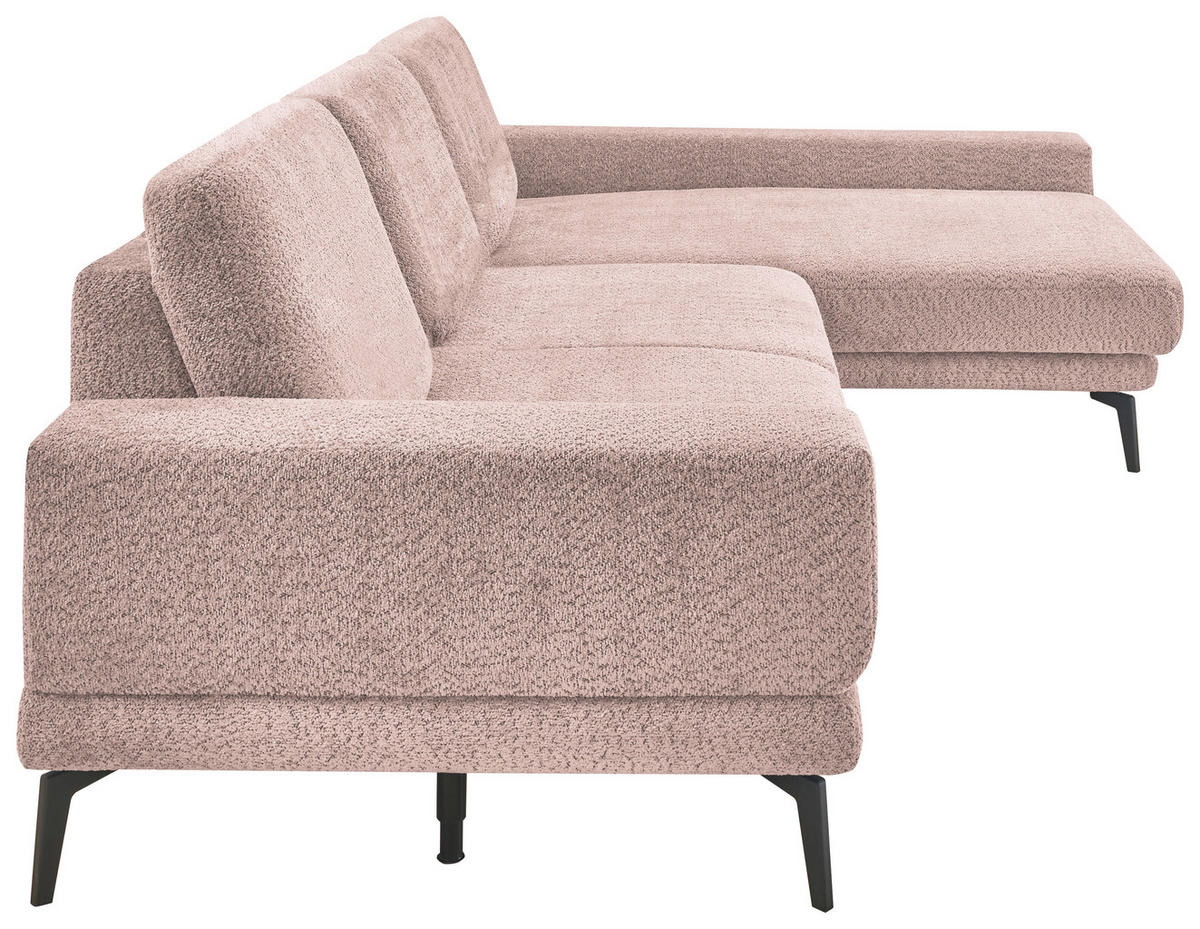 ECKSOFA Rosa Chenille  - Schwarz/Rosa, KONVENTIONELL, Textil/Metall (294/184cm) - SetOne by Musterring