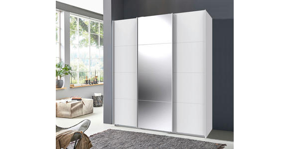 SCHWEBETÜRENSCHRANK  in Weiß  - Weiß, KONVENTIONELL, Glas/Holzwerkstoff (180/208/64cm) - Carryhome