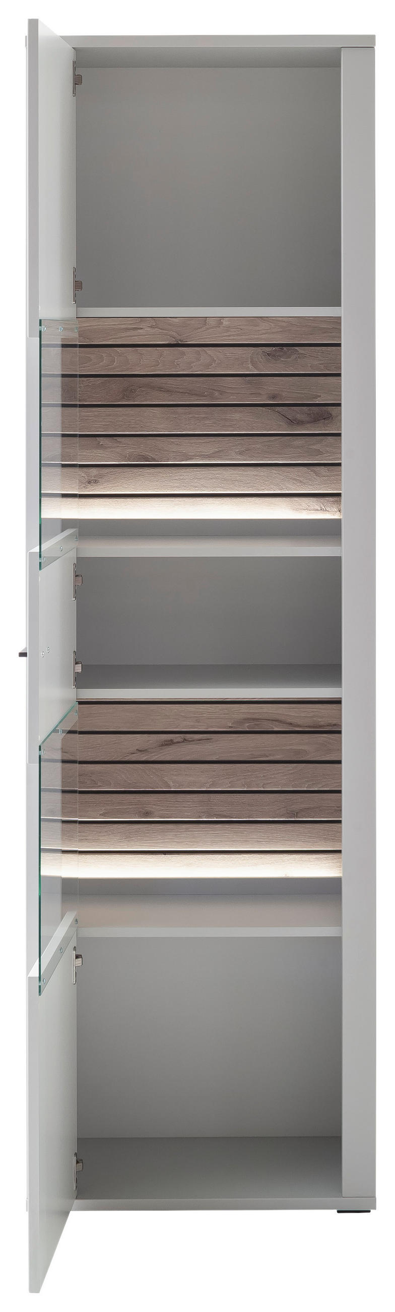 VITRINE  in Weiß, Eichefarben - Eichefarben/Anthrazit, Design, Glas/Holzwerkstoff (61/206/37cm) - Stylife
