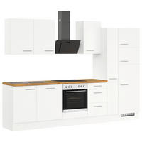 KÜCHENLEERBLOCK 310 cm   in Weiß  - Edelstahlfarben/Eichefarben, Design, Holzwerkstoff/Metall (310cm) - Impuls