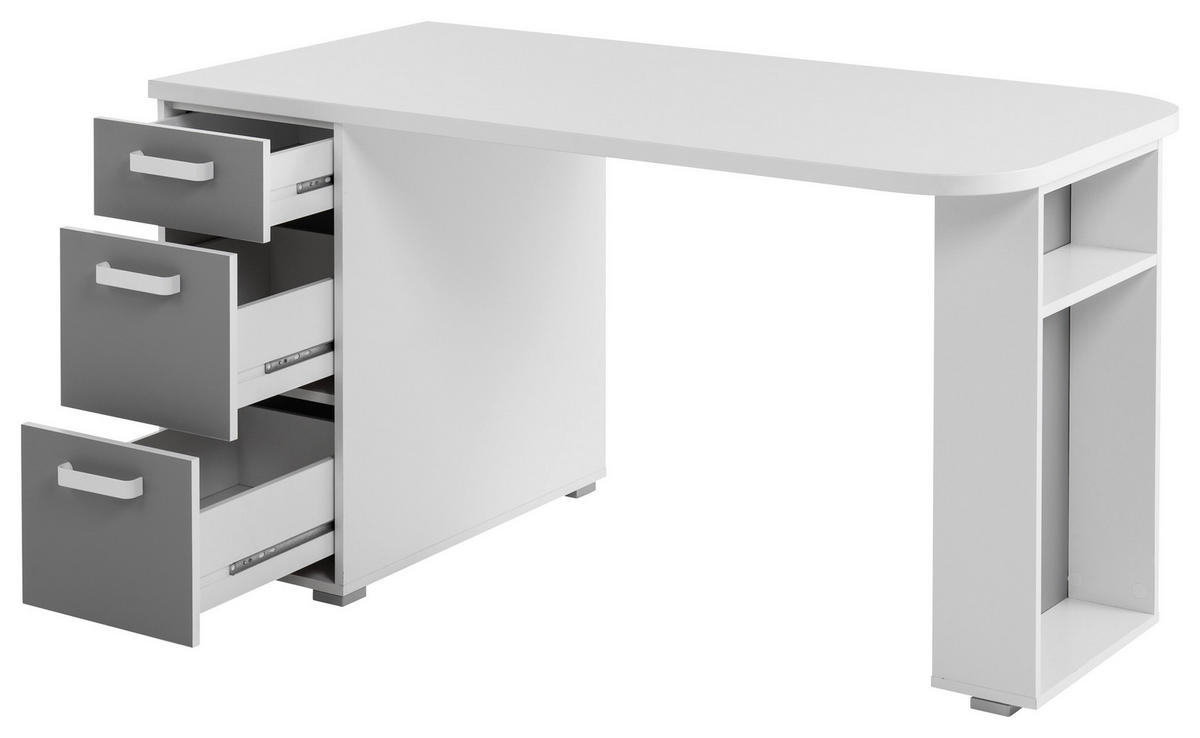 PÍSACÍ STÔL PRE MLÁDEŽ  - sivá/biela, Trend, kov/kompozitné drevo (140/73,9/70cm) - Carryhome