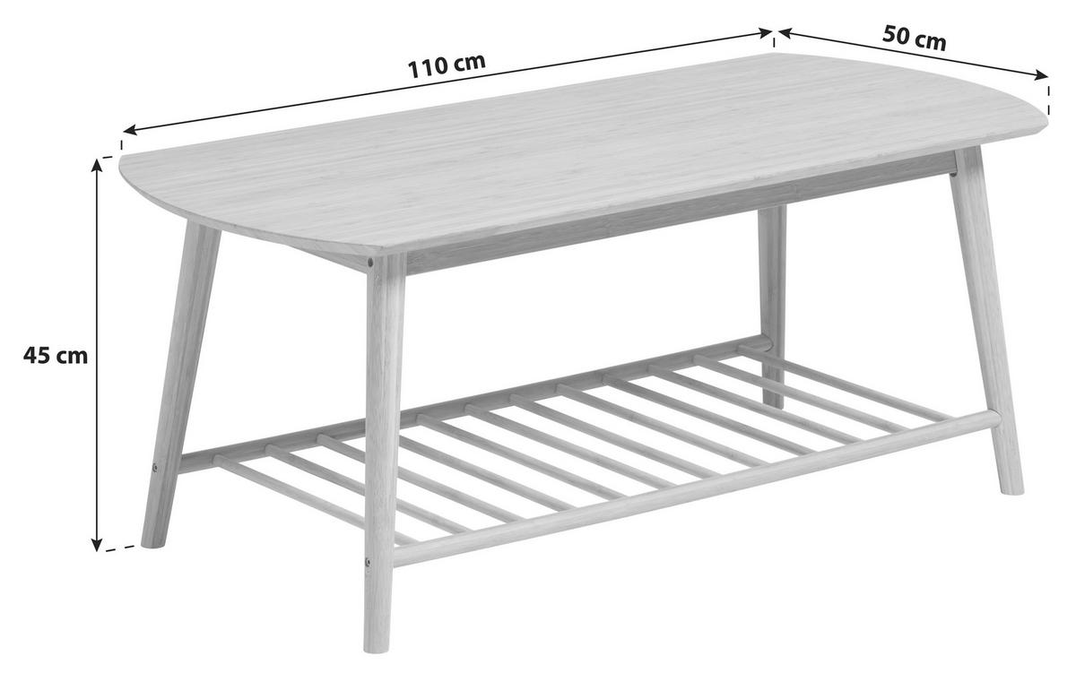 COUCHTISCH Noble Bambus vollmassiv 110/50/45 cm rechteckig Naturfarben  - Naturfarben, ROMANTIK / LANDHAUS, Holz (110/50/45cm) - MID.YOU