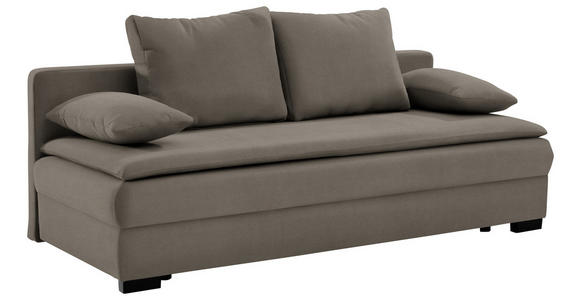 SCHLAFSOFA Samt Taupe  - Taupe/Schwarz, KONVENTIONELL, Kunststoff/Textil (207/94cm) - Carryhome