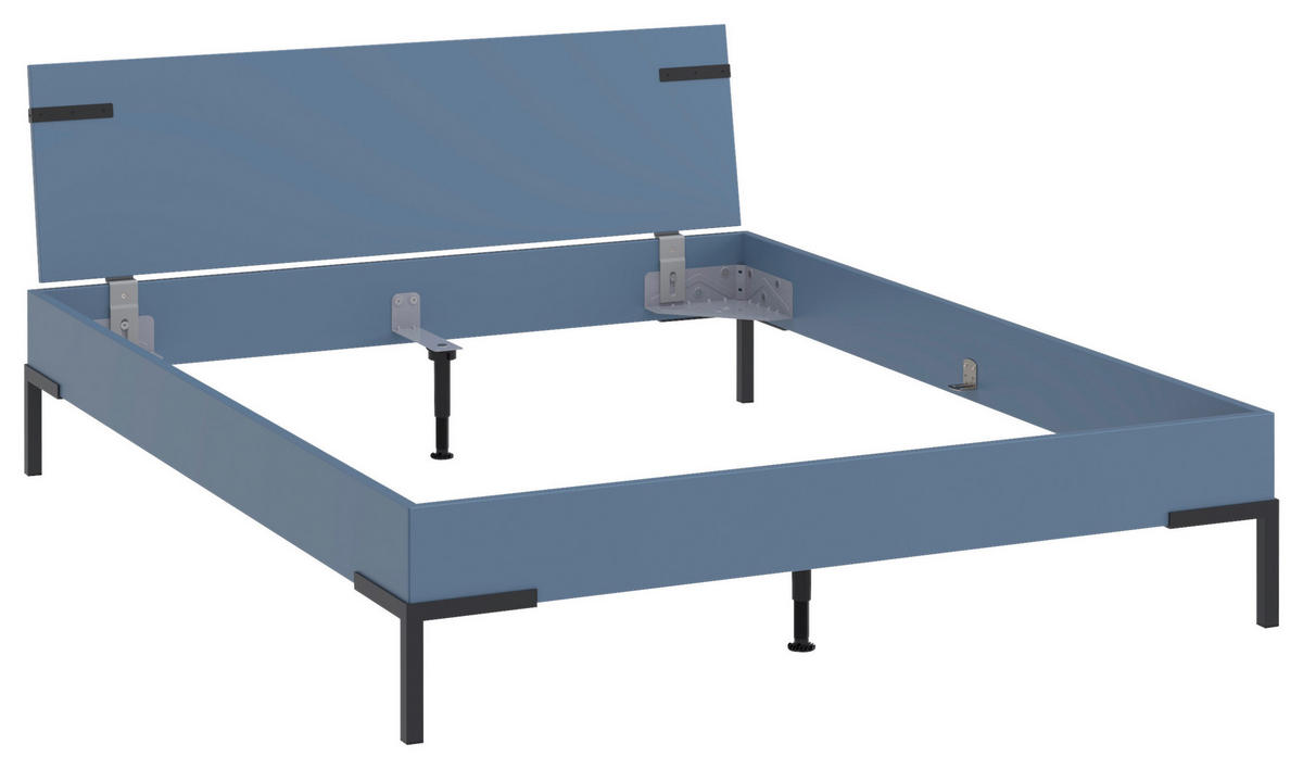 BETT 160/200 cm  in Blau  - Blau/Schwarz, Design, Metall (160/200cm) - Xora