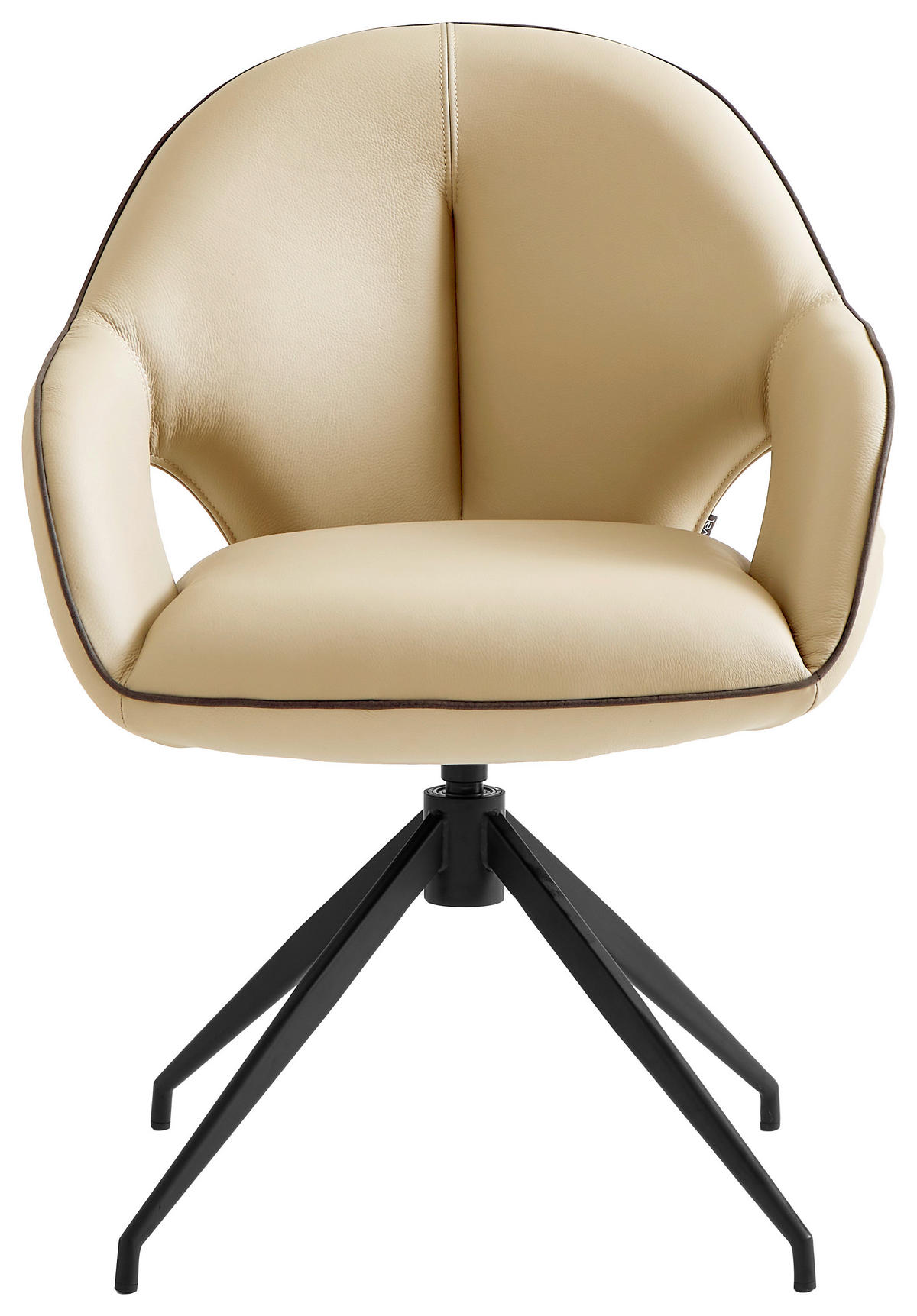 KAROSSZÉK krémszínű, fekete  - krémszínű/fekete, Design, bőr/fém (62/85/64cm) - Novel