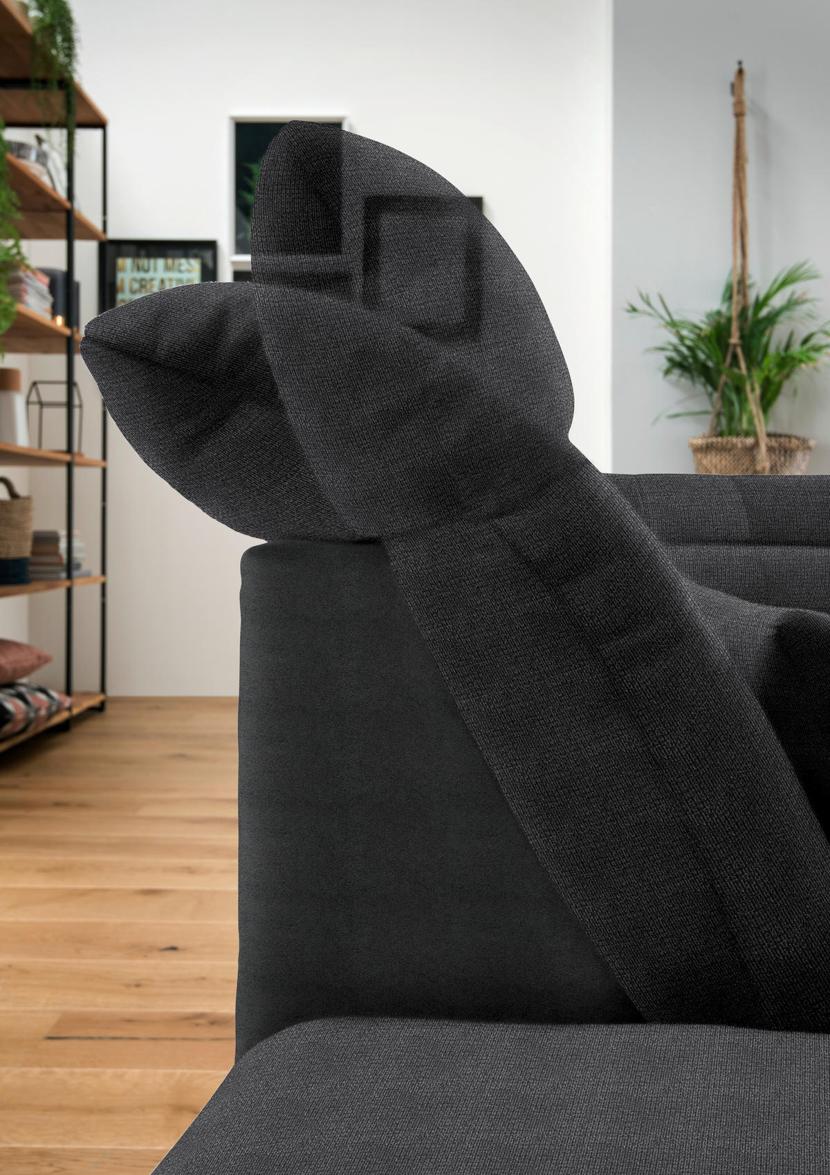 WOHNLANDSCHAFT in Mikrofaser Graphitfarben  - Chromfarben/Graphitfarben, Design, Kunststoff/Textil (204/350/211cm) - Xora
