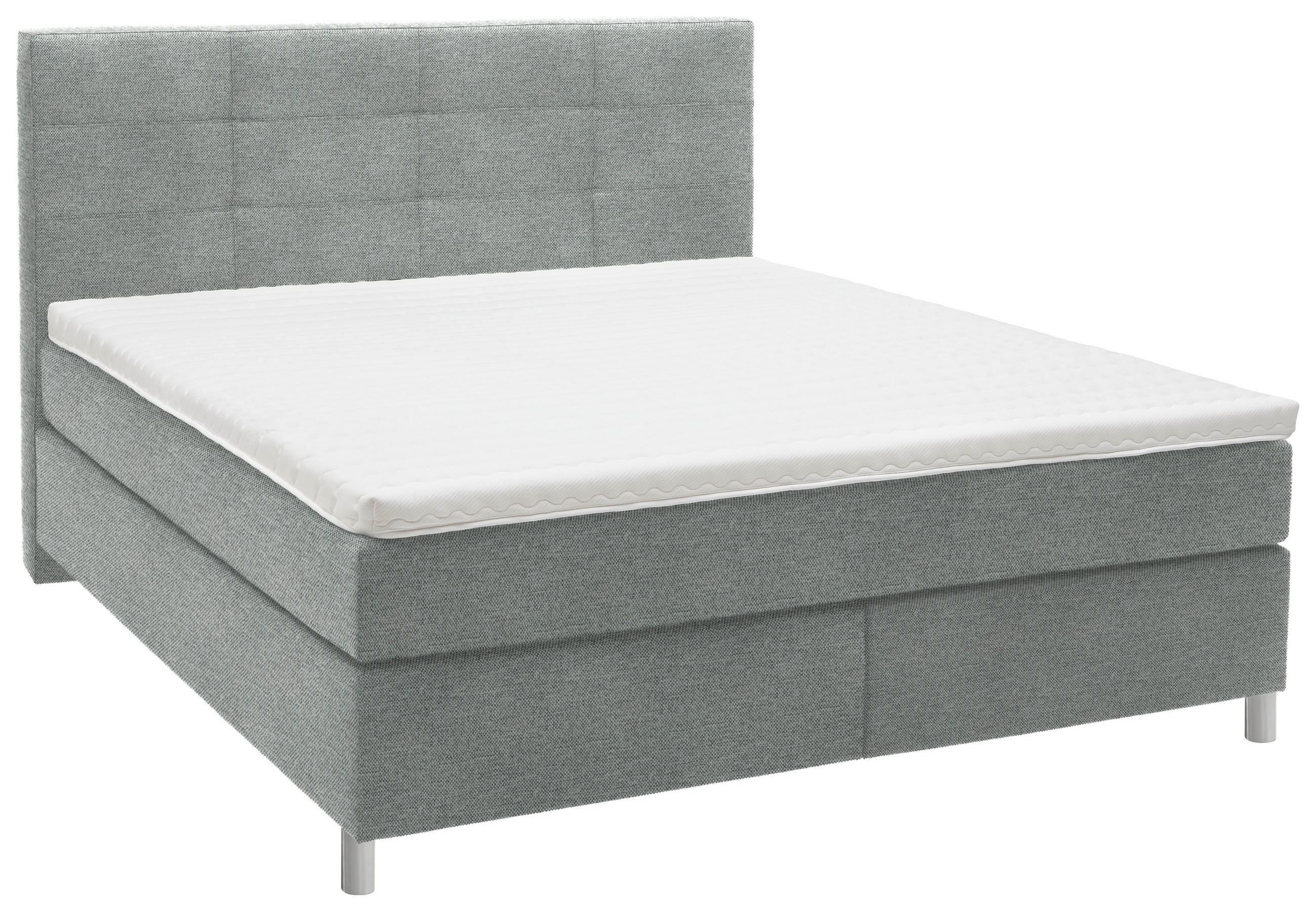 BOXSPRINGBETT 180/200 cm  in Grau  - Chromfarben/Grau, KONVENTIONELL, Kunststoff/Textil (180/200cm) - Voleo