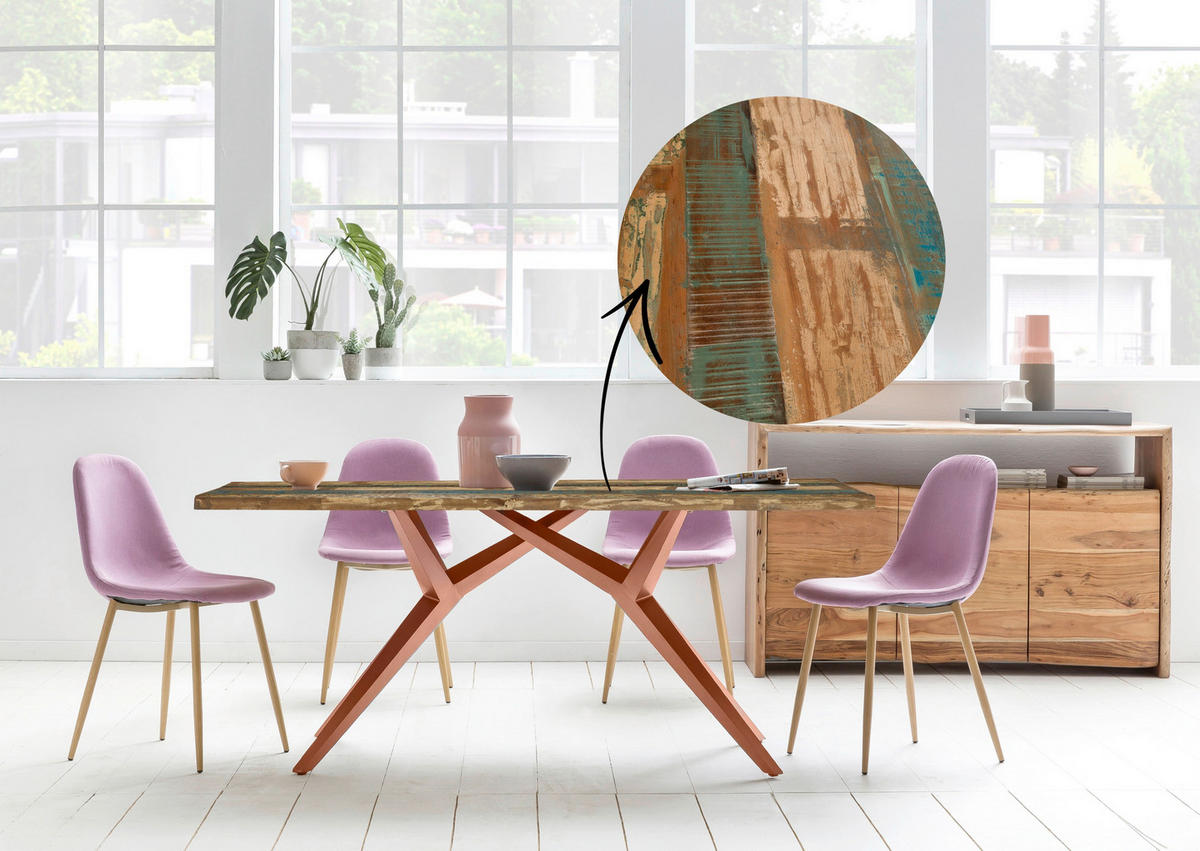 ESSTISCH 160/85/73 cm Echtholz  Holz, Metall rechteckig Braun, Multicolor  - Multicolor/Braun, MODERN, Holz/Metall (160/85/73cm) - MID.YOU