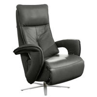 RELAXSESSEL in Leder Anthrazit  - Chromfarben/Anthrazit, Design, Leder/Metall (77/110/87cm) - Valdera