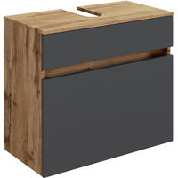 WASCHBECKENUNTERSCHRANK 60/55/35 cm  - Eiche Wotan/Silberfarben, Design, Holzwerkstoff/Kunststoff (60/55/35cm) - Held