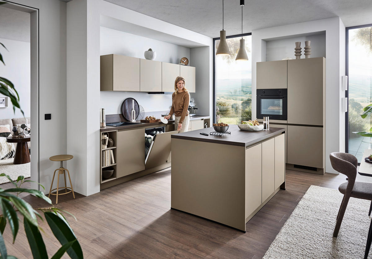 EINBAUKÜCHE   - Creme, KONVENTIONELL, Holzwerkstoff - Welnova