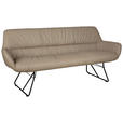 SITZBANK 201,5/87/67,5 cm Echtleder Schwarz, Taupe  - Taupe/Schwarz, Design, Leder/Metall (201,5/87/67,5cm) - Dieter Knoll