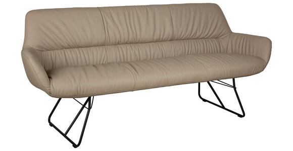 SITZBANK 201,5/87/67,5 cm Echtleder Schwarz, Taupe  - Taupe/Schwarz, Design, Leder/Metall (201,5/87/67,5cm) - Dieter Knoll