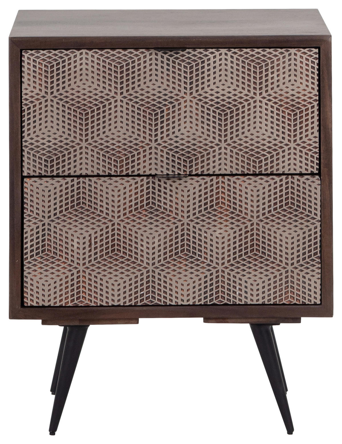 ÉJJELISZEKRÉNY keményfa mangófa diószínű  - fekete/rézszínű, Modern, faalapú anyag/fém (40/50/35cm) - MID.YOU