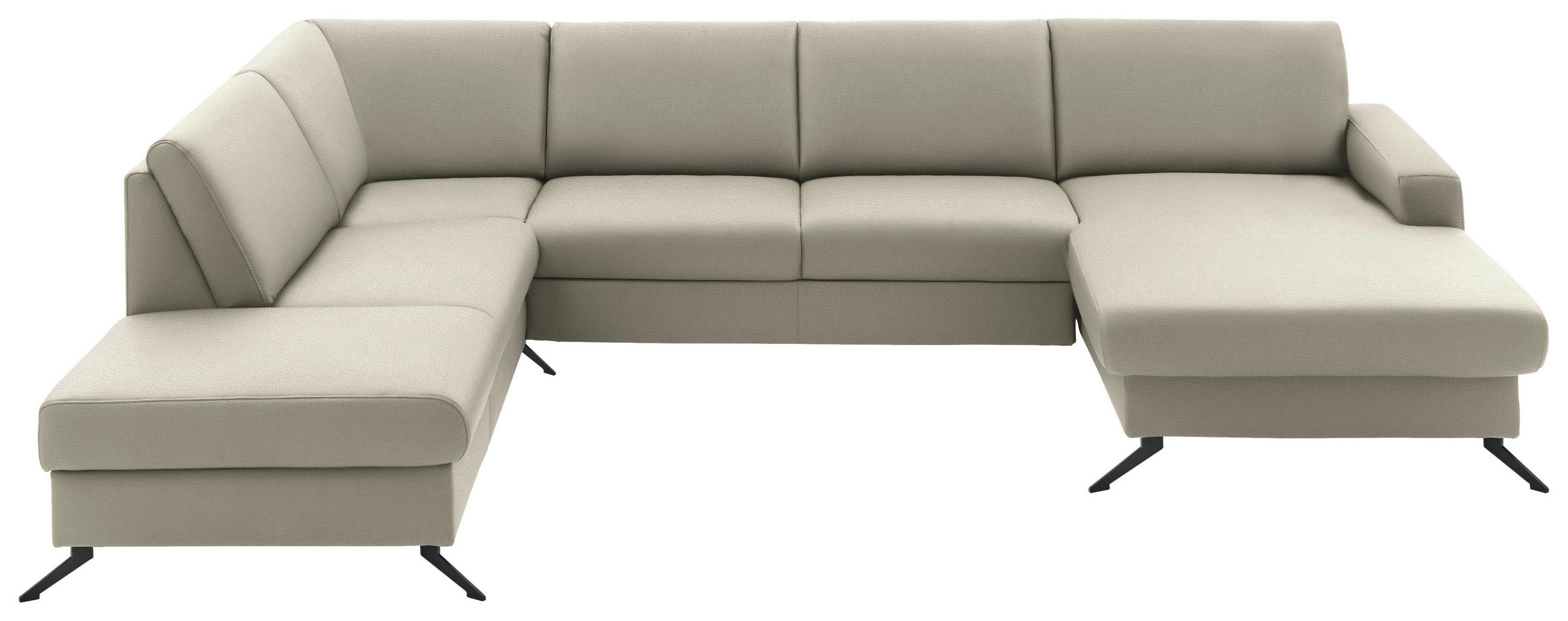 WOHNLANDSCHAFT in Echtleder Platinfarben  - Platinfarben/Schwarz, Design, Leder/Metall (233/339/165cm) - Beldomo Premium