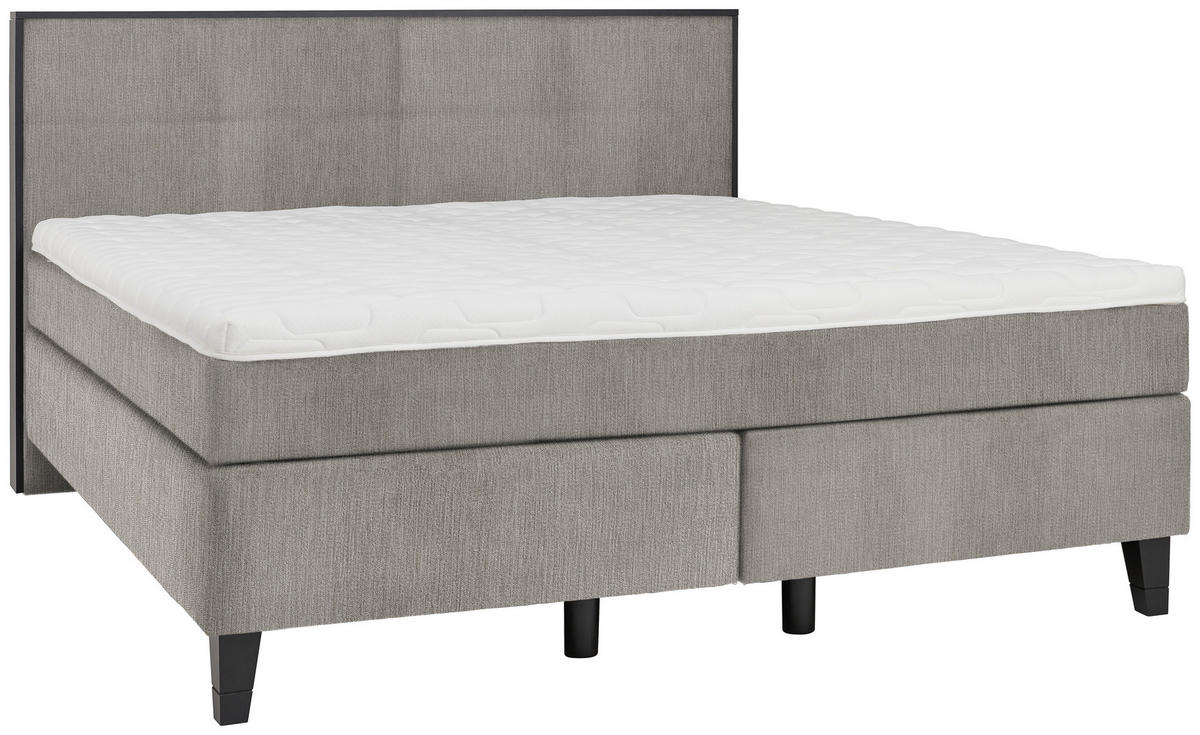 BOXSPRINGBETT 180/200 cm  in Silberfarben  - Silberfarben/Schwarz, Design, Holz/Textil (180/200cm) - Hom`in