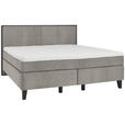 BOXSPRINGBETT 180/200 cm  in Silberfarben  - Silberfarben/Schwarz, Design, Holz/Textil (180/200cm) - Hom`in