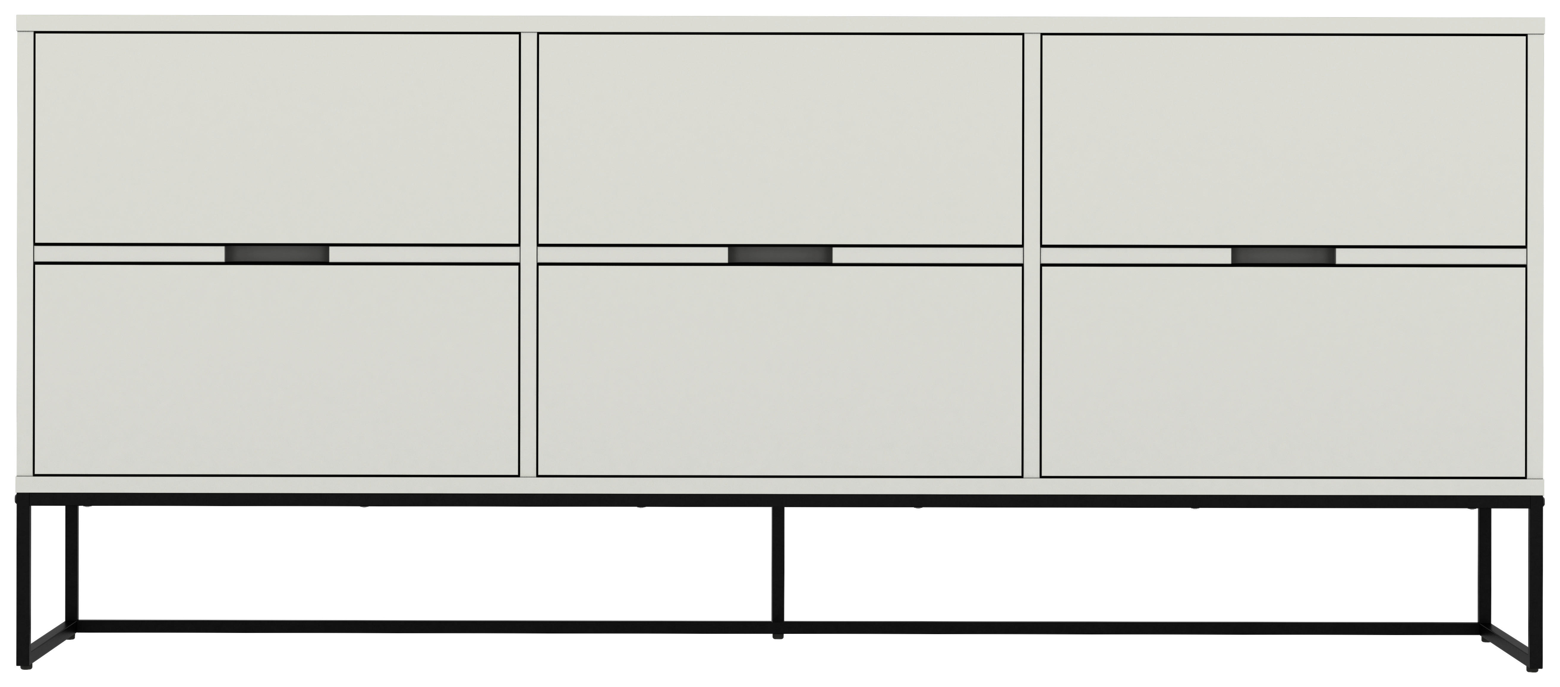 SIDEBOARD Weiß  - Schwarz/Weiß, Design, Metall (176/76/43cm)