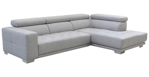 ECKSOFA in Chenille Hellgrau  - Chromfarben/Hellgrau, Design, Textil (301/207cm) - Xora